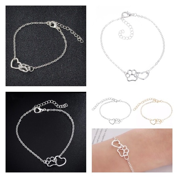 NEW!💙💎🐾SILVERY!💍PAW PRINT🐾HEART💗BRACELET💎💙 - Picture 7 of 8